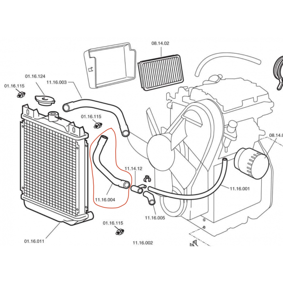  Chatenet motor radiator Onderste slang Chatenet Media, Barooder, speedino (Lombardini motor)